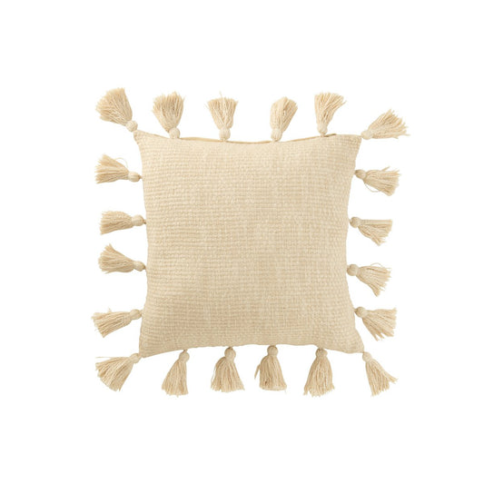 Kussen Kwasten beige