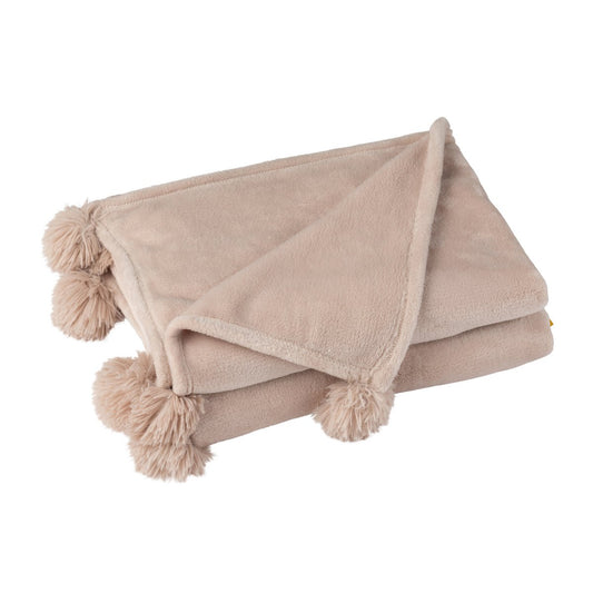 J-Line Plaid Pompom donkerbeige -