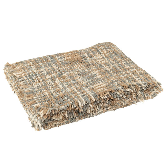Plaid tweed blauw/beige - 180 x 130 cm