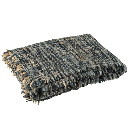 Plaid tweed blauw/wit - 180 x 130 cm