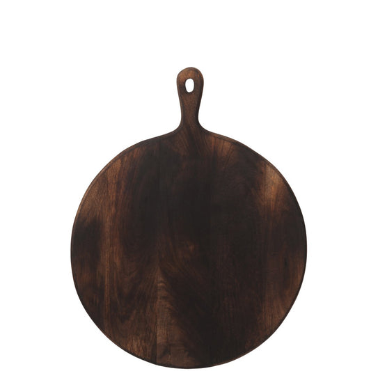 J-Line Rond snijplank - hout - donker bruin - extra L