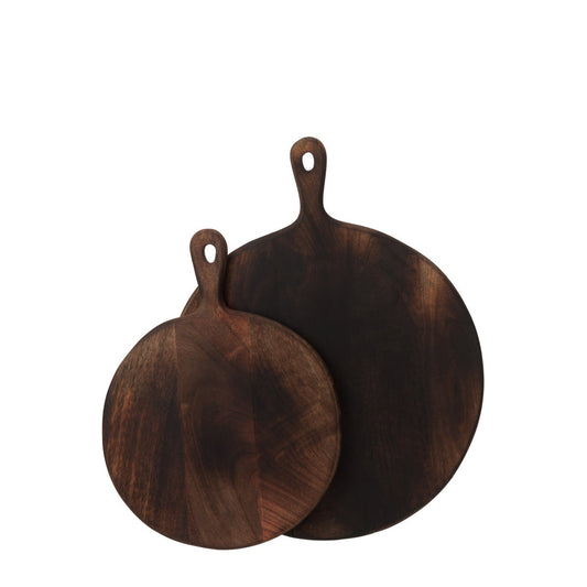 J-Line Rond snijplank - hout - donker bruin - extra L