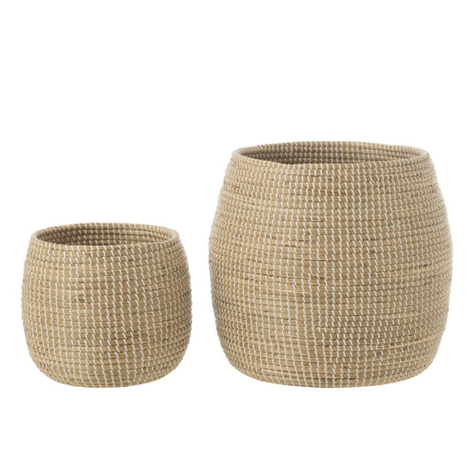 J-Line Set Van 2 Mand Zeegras/Plastic Naturel/Wit