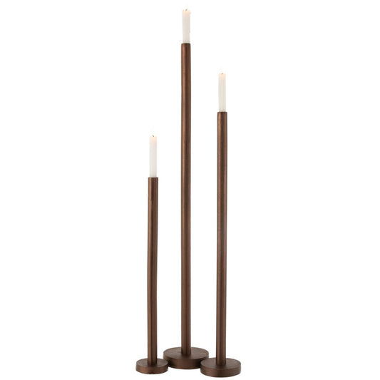 J-Line Set Van 3 Kandelaars Hoog Modern Metaal Mat Donker Bruin