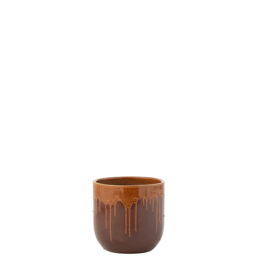 J-Line bloempot Lee - blinkend bruin/oranje - Ø 28 cm