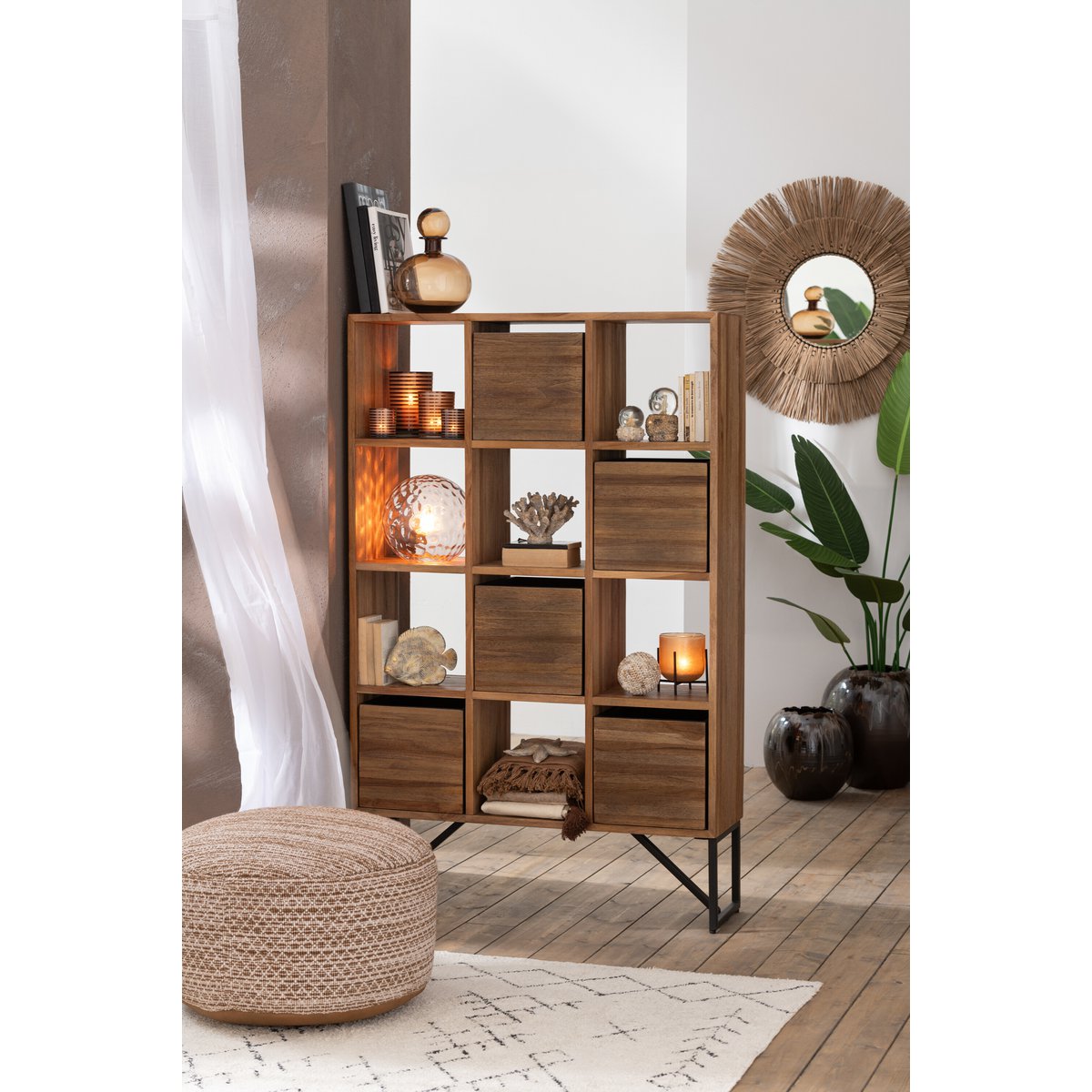 J-Line decoratie Fles + Stop Effen Rond - glas - bruin