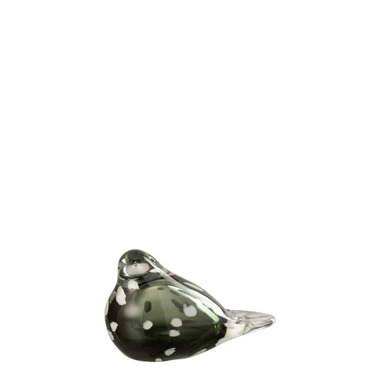 J-Line figuur Vogel - glas - wit/zwart - small