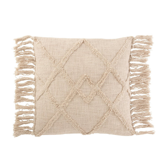 J-Line kussen Vierkant Ruit - katoen/polyester - creme