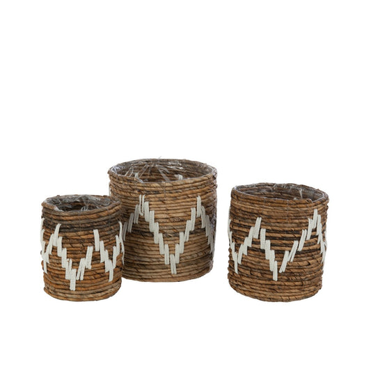 J-Line mand Fanny - bananenbladeren - naturel/wit