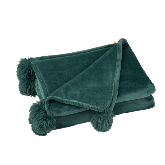 J-Line plaid Pompom donkergroen