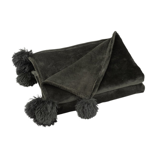 J-Line plaid Pompom zwart