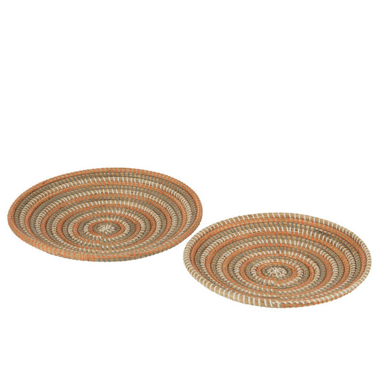 J-Line schaal Cirkel - zeegras - mix - 2 stuks