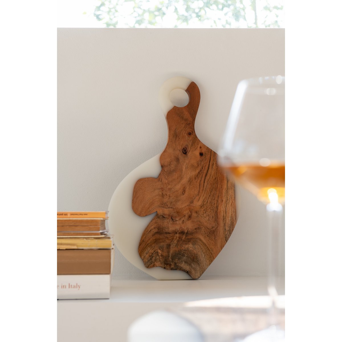 J-Line snijplank Modern - hout/epoxyhars - naturel/wit