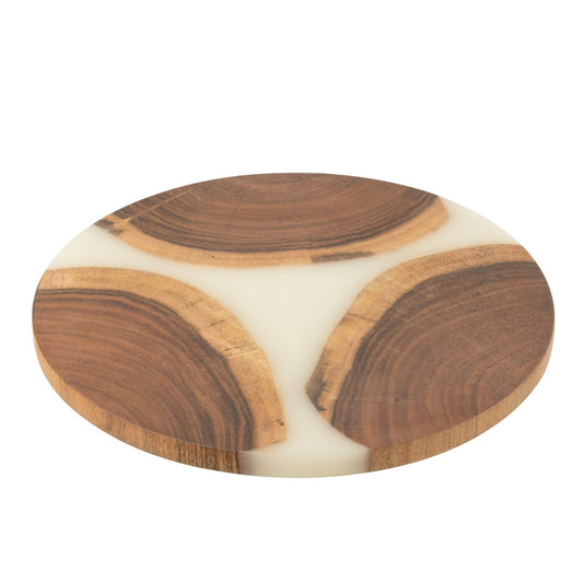 Serveerplank Rond naturel/wit