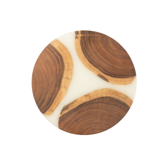 Serveerplank Rond naturel/wit