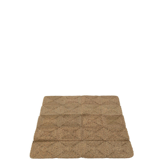 J-Line tapijt Vierkanten Geweven Touw - polyester - naturel
