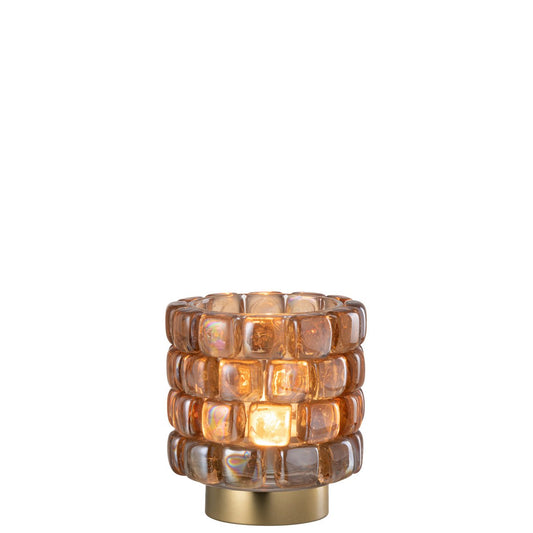 Theelichthouder Vierkant Mozaiek cognac small