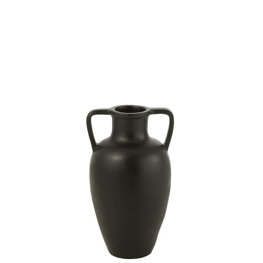 J-Line vaas 2 Armen Terracotta - keramiek - zwart - small - 48 cm hoog