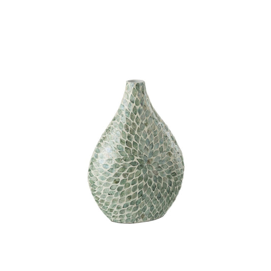 J-Line vaas Alpha Parel - bamboe - lichtblauw - 42 cm hoog