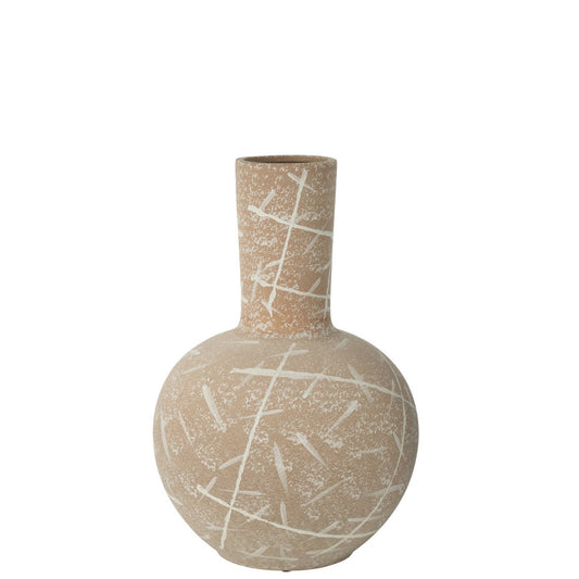 J-Line vaas Dune Bol - keramiek - beige/wit - Ø 34 cm
