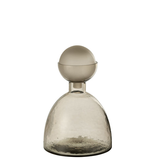 J-Line vaas Fles + Dop Yara - glas - grijs - small - Ø 20 cm