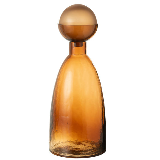 J-Line vaas Fles + Dop Yoko - glas - bruin - large - 43 cm hoog