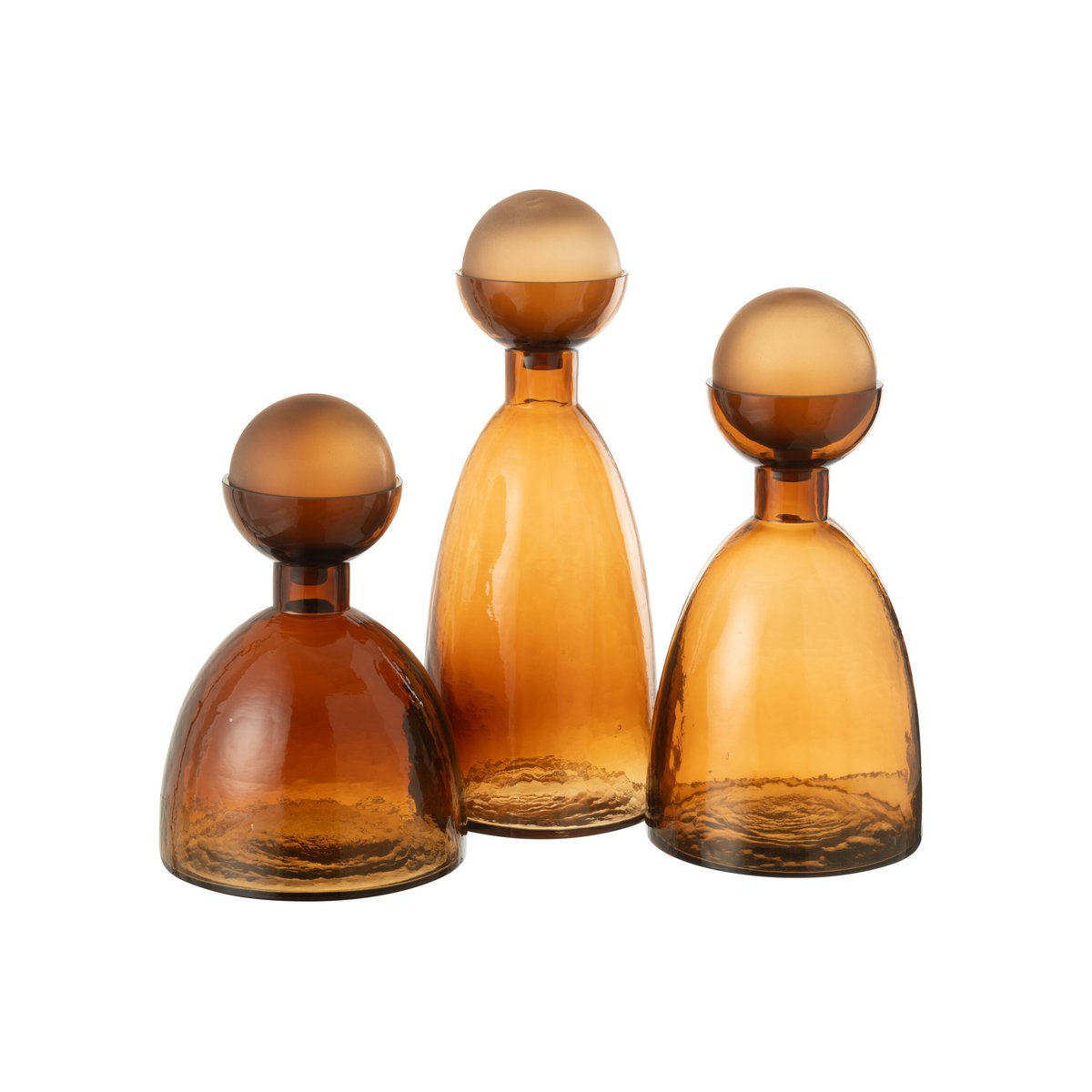 J-Line vaas Fles + Dop Yoko - glas - bruin - large - 43 cm hoog