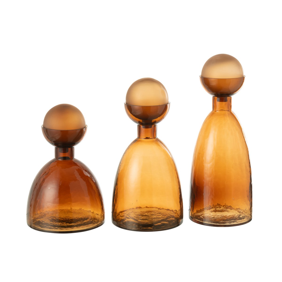 J-Line vaas Fles + Dop Yoko - glas - bruin - large - 43 cm hoog