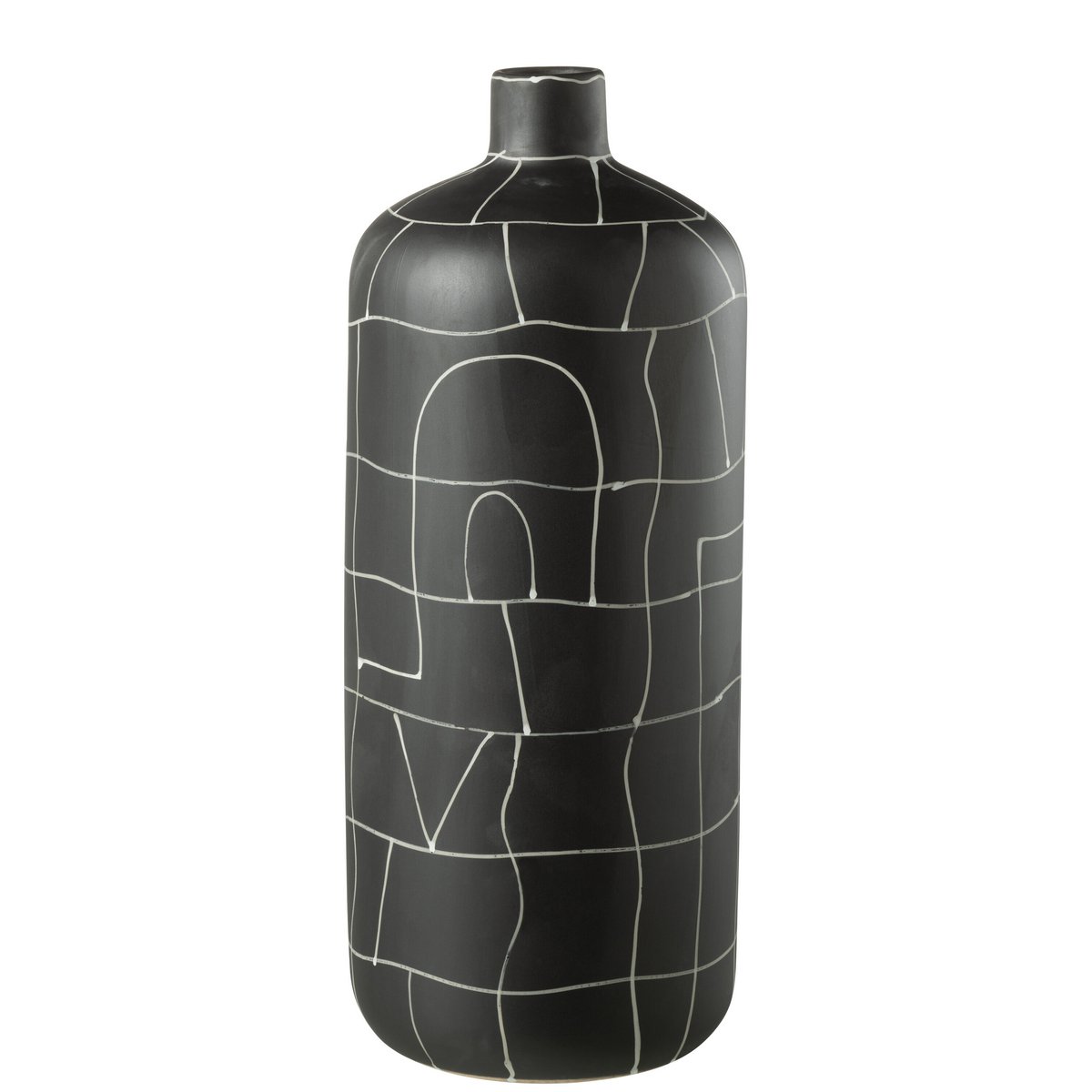 J-Line vaas Fles Japan - keramiek - zwart - large - 50 cm hoog