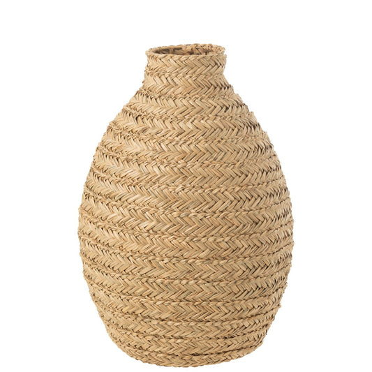 J-Line vaas Gevlochten - zeegras - naturel - large - 60 cm hoog