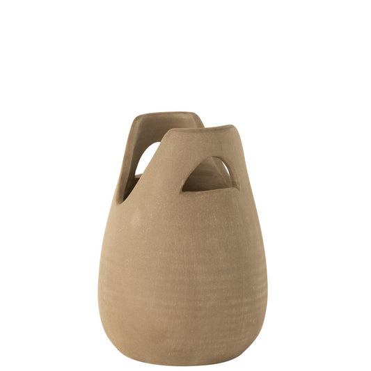 J-Line vaas Handvat - keramiek - beige - small - 30 cm hoog