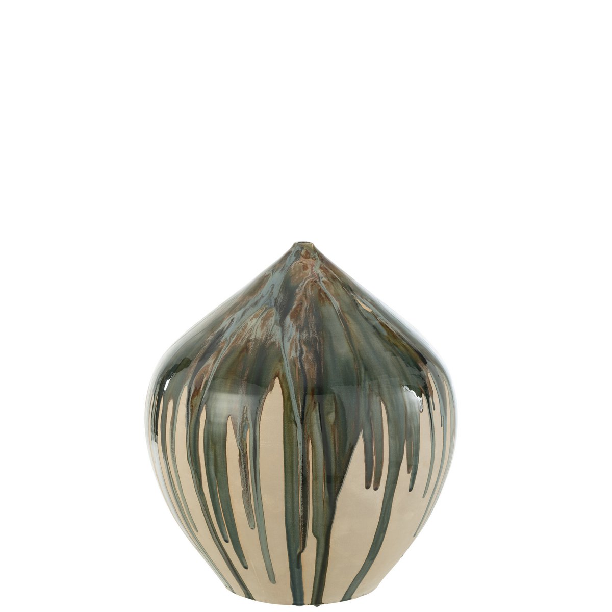 J-Line vaas Hoog Verf - keramiek - naturel/groen - 45 cm hoog