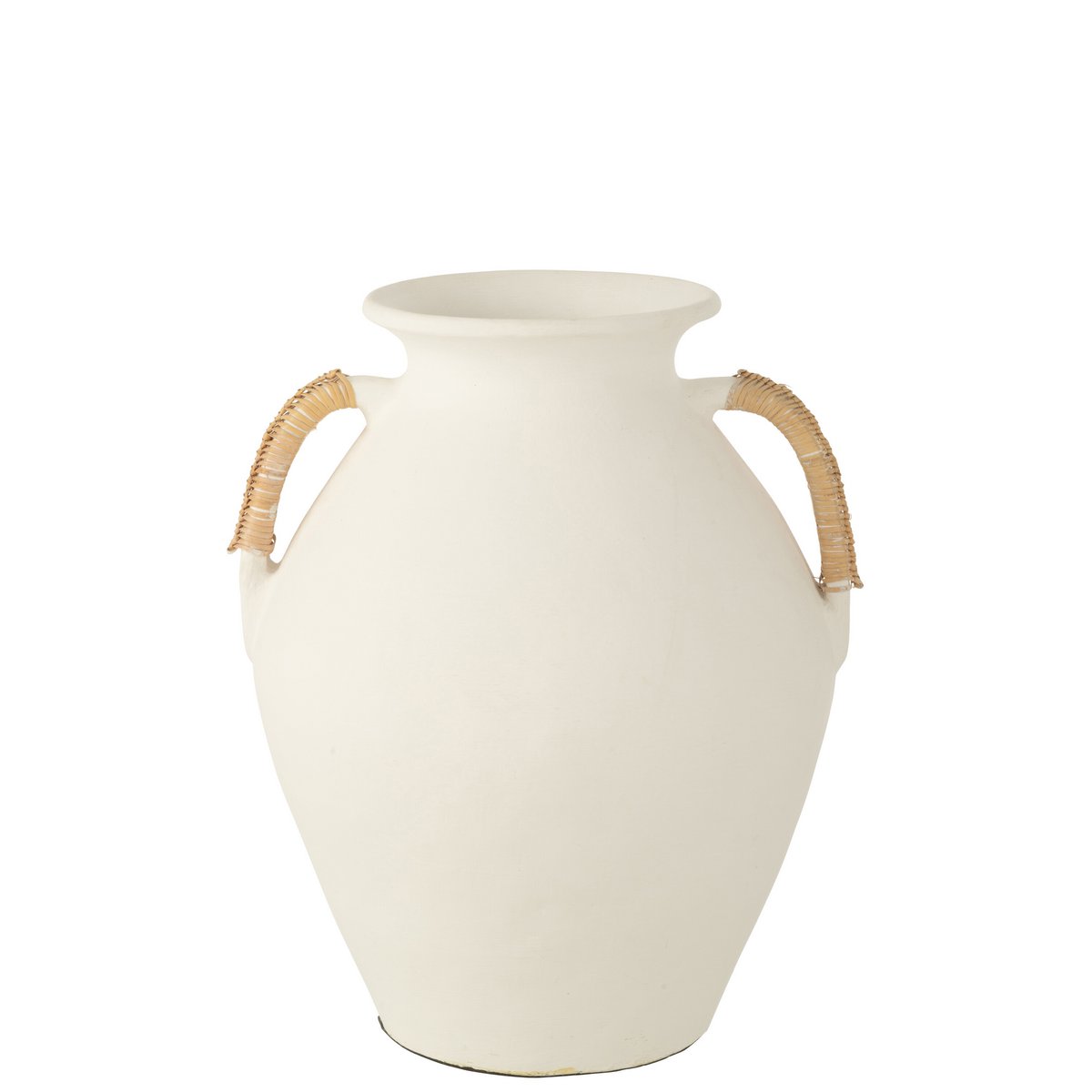 J-Line vaas Leo - keramiek - terracotta - wit/naturel - 43 cm hoog