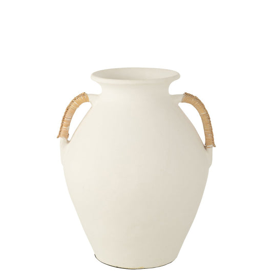J-Line vaas Leo - keramiek - terracotta - wit/naturel - 43 cm hoog