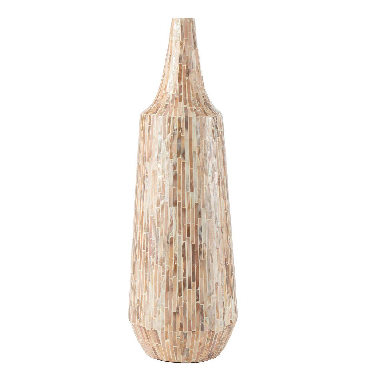 Vaas Nuye Fles schelpen/papier 72 cm hoog