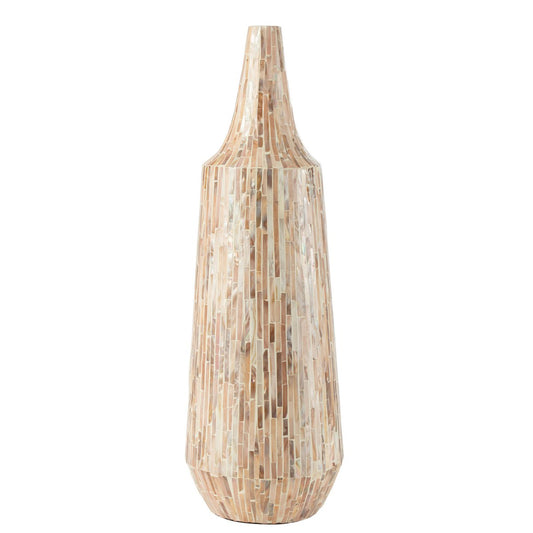 Vaas Nuye Fles schelpen/papier 72 cm hoog