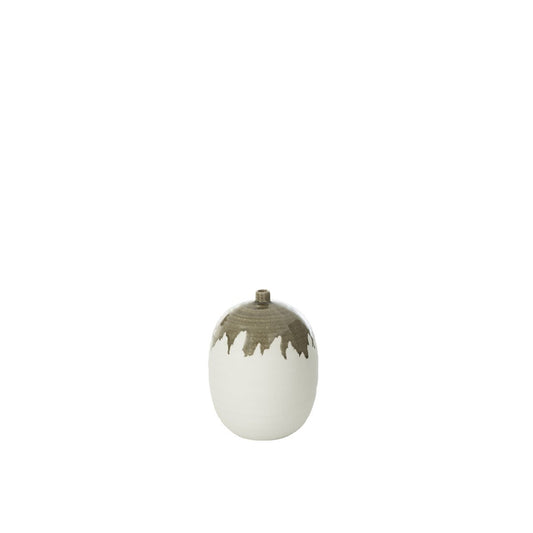 J-Line vaas Olea Fles - olijfgroen/wit - small - Ø 23 cm