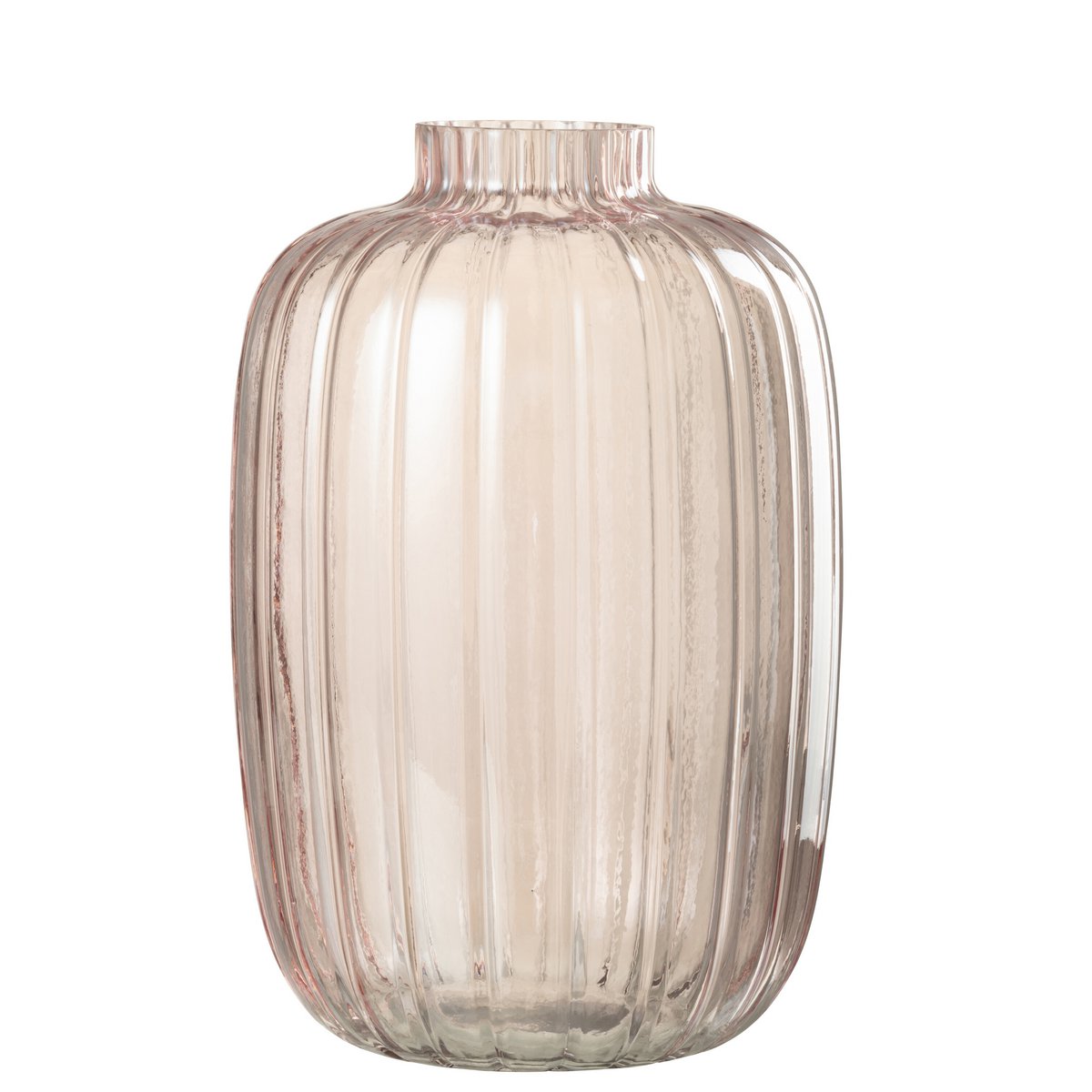 J-Line vaas Strepen - glas - roze - large - 30 cm hoog