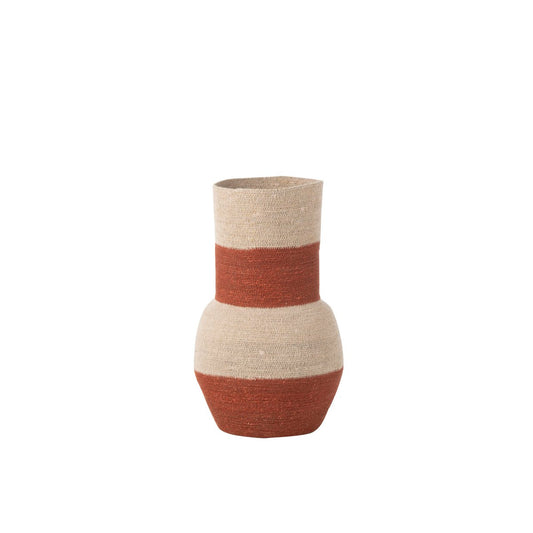 Vaas Strepen zeegras naturel/terracotta
