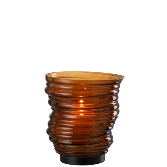 Vaas/ theelichthouder Tornado bruin small - Ø 16 cm