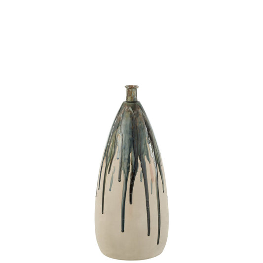 J-Line vaas Verf - keramiek - naturel/groen - small - 51 cm hoog