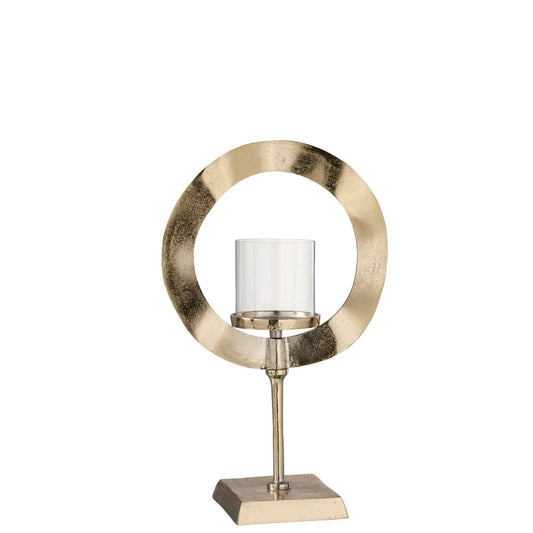 J-Line windlicht Rond Voet - aluminium - goud