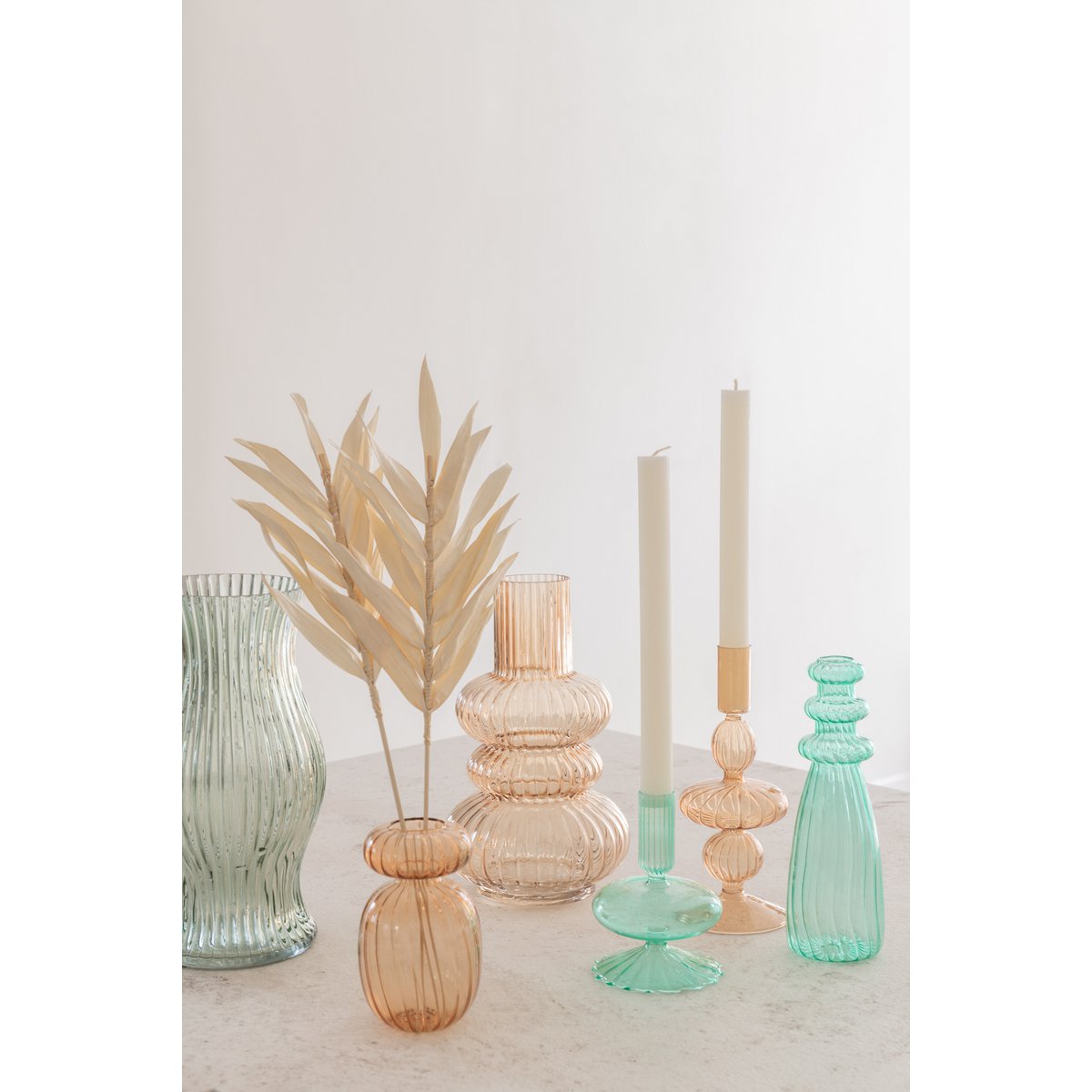 J-Line windlicht/vaas Sev - glas - lichtgroen