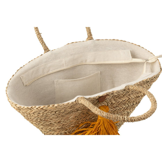 Kwasten Strandtas zeegras/raffia oker