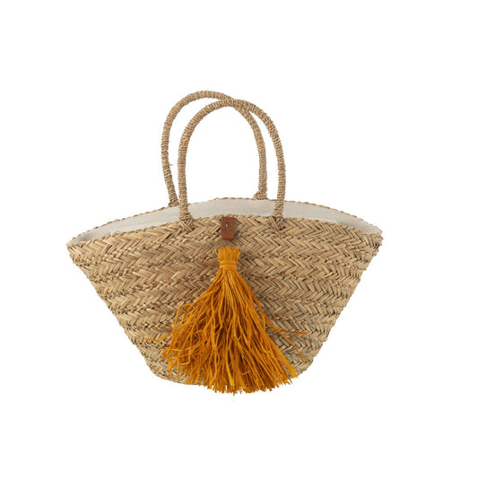 Kwasten Strandtas zeegras/raffia oker