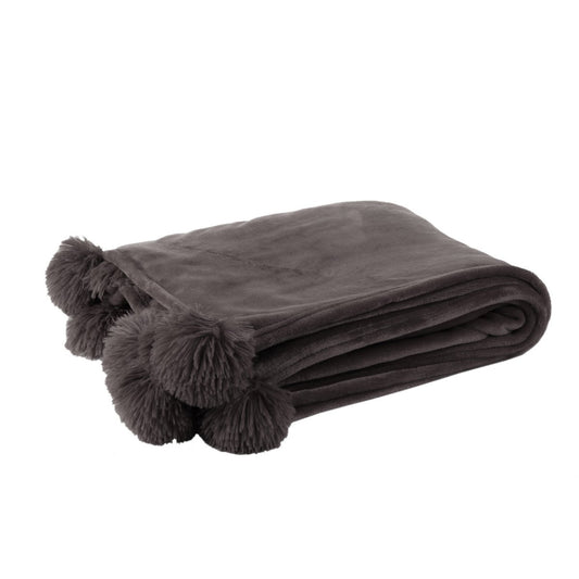 J -Line Plaid Pompom donkertaupe