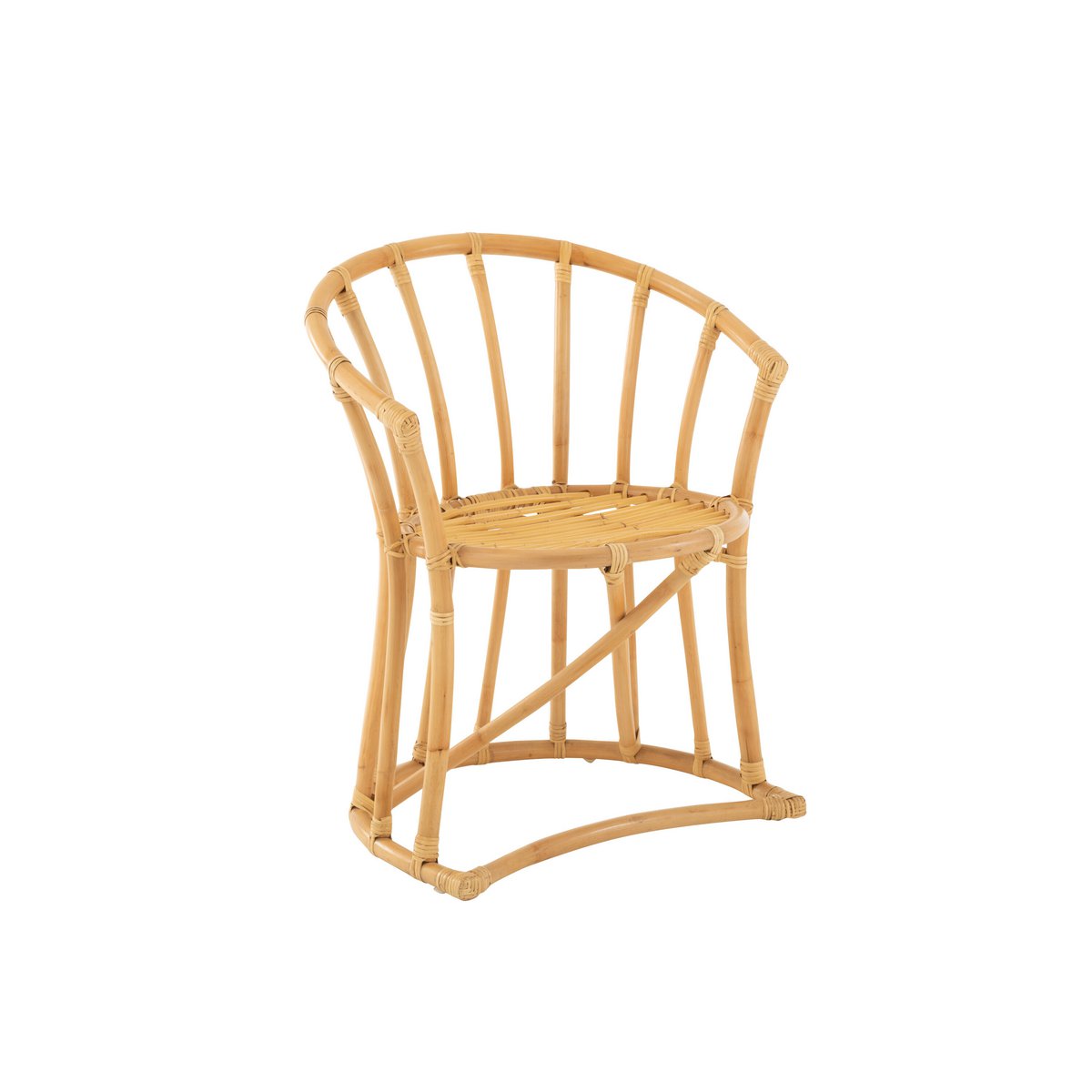 Rotan Stoel + kussen jute/textiel - naturel/wit
