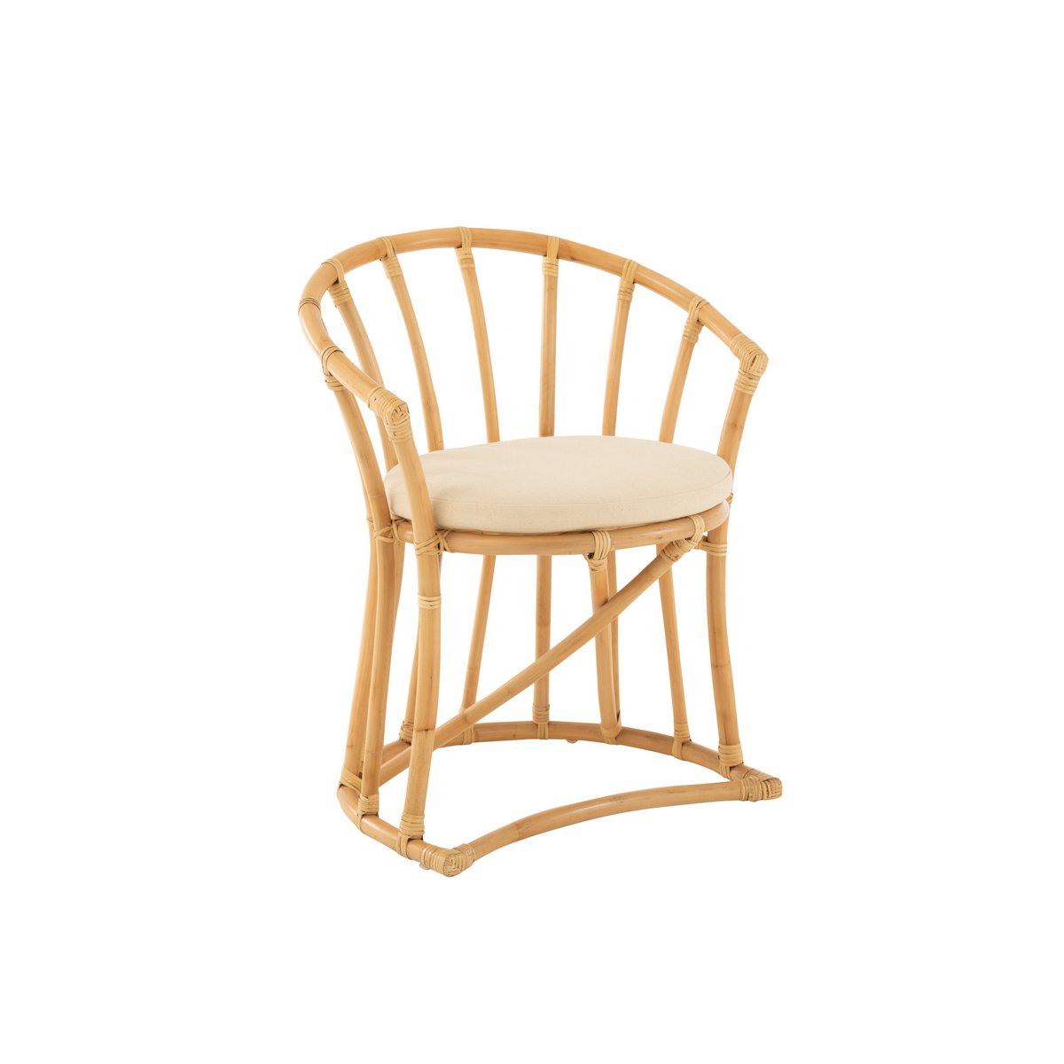 Rotan Stoel + kussen jute/textiel - naturel/wit