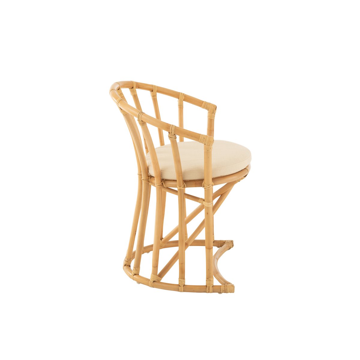 Rotan Stoel + kussen jute/textiel - naturel/wit