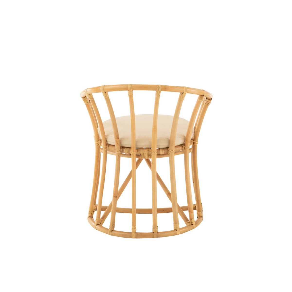 Rotan Stoel + kussen jute/textiel - naturel/wit